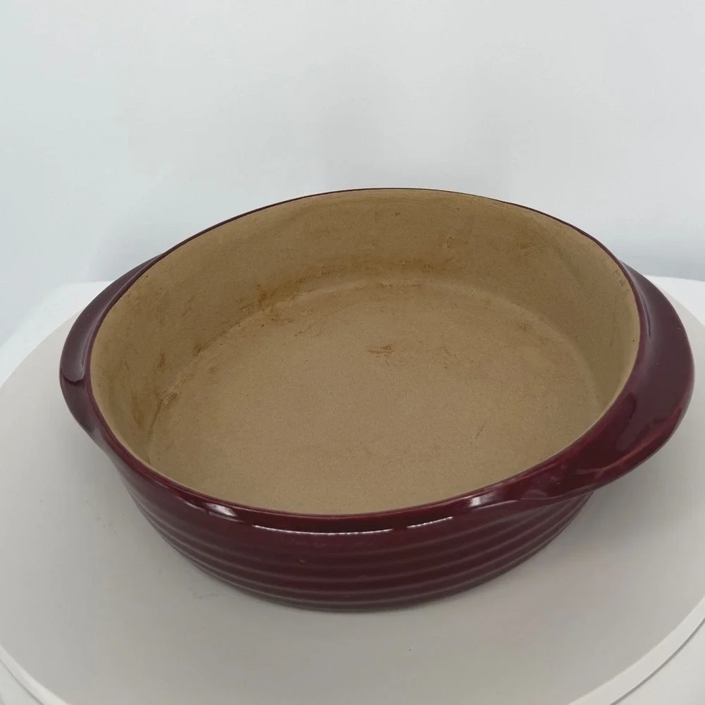 Pampered Chef Family Heritage Stoneware Burgundy Baking Dish 7